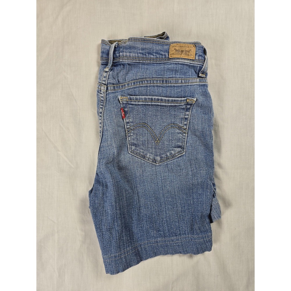 Levi's 512 Bermuda Shorts Womens 4 Blue Denim Stretch 9 Inseam Casual 5 Pocket